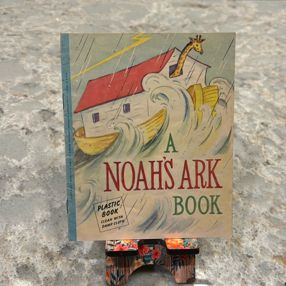 Vintage cloth children’s book: A Noah’s Ark Book with cleanable “plastic” pages